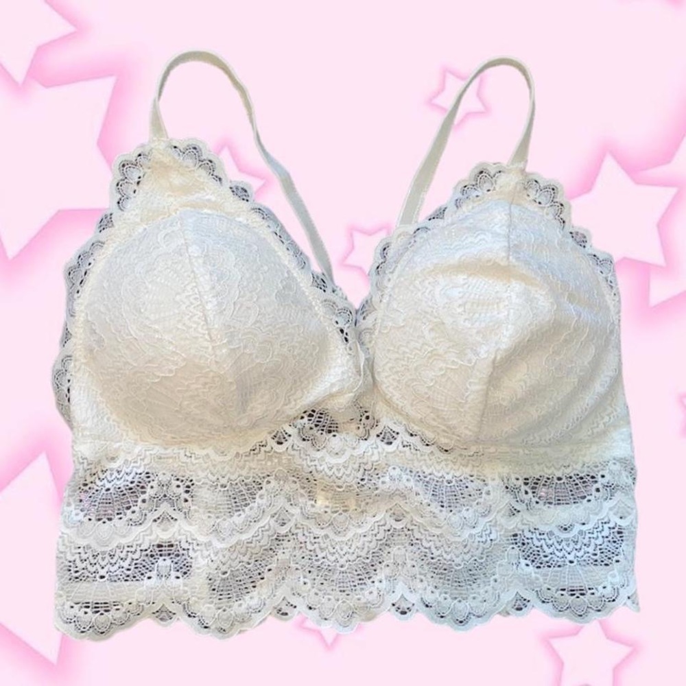 White lace bralette sheer crop top strappy cami bozzolo